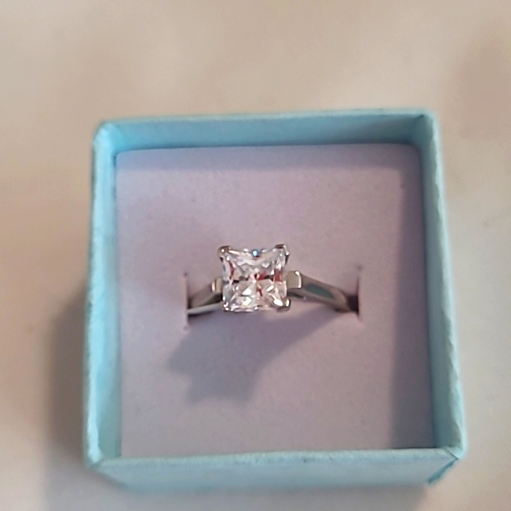 1 carat princess cut cz in sterling silver